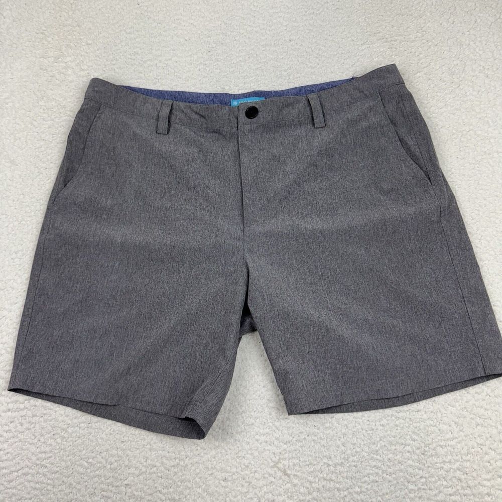 Tori Richard Shorts Mens 40 Gray Chino Moisture Wicking UPF Stretch Heather Logo